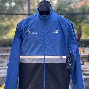 NEW BALANCE 50TH NYC MARATHON JACKET MEDIUM MJ03200MB BLUE/BLK/GRY [DEFECT]